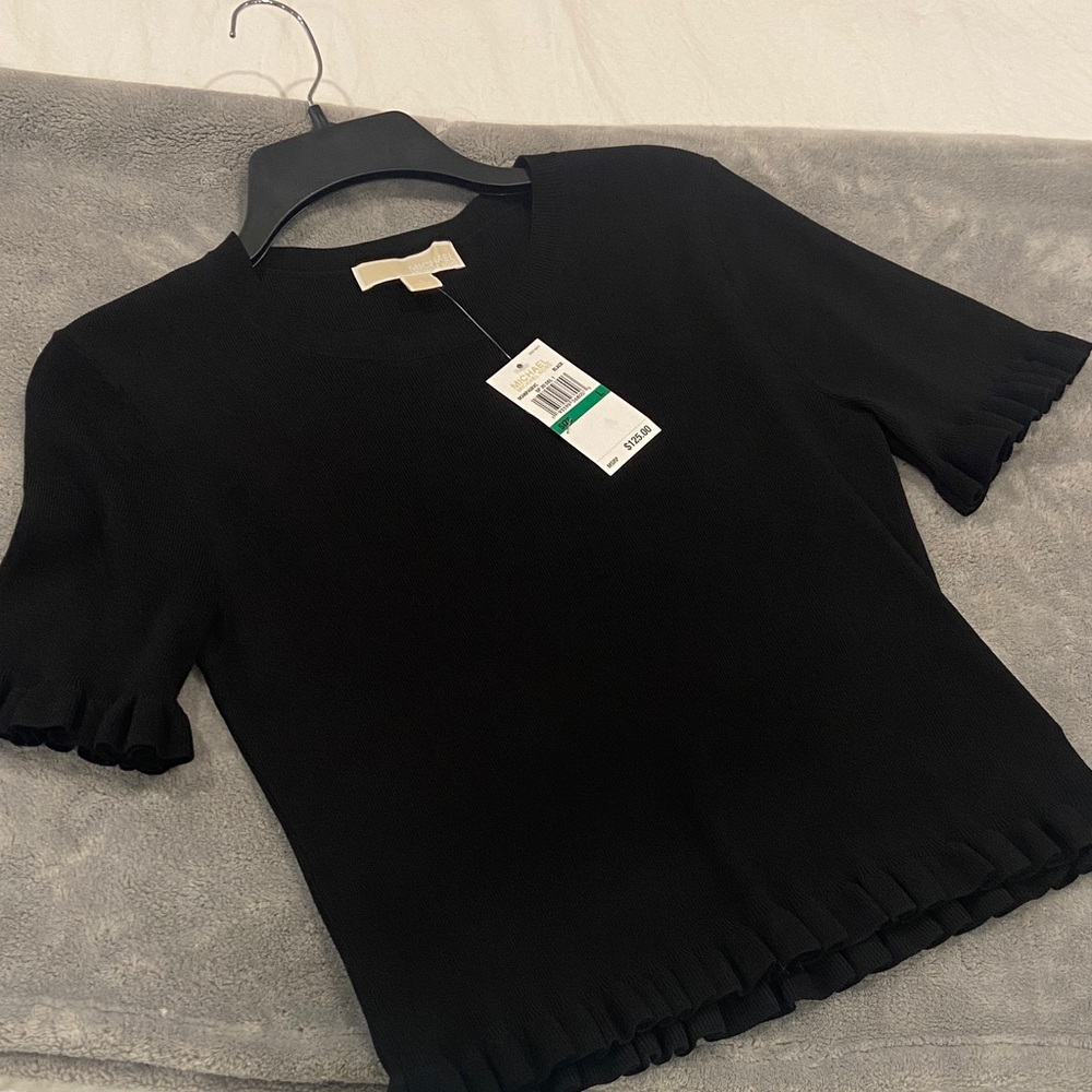 Michael Kors Black Short Sleeve Top sz.L NWT